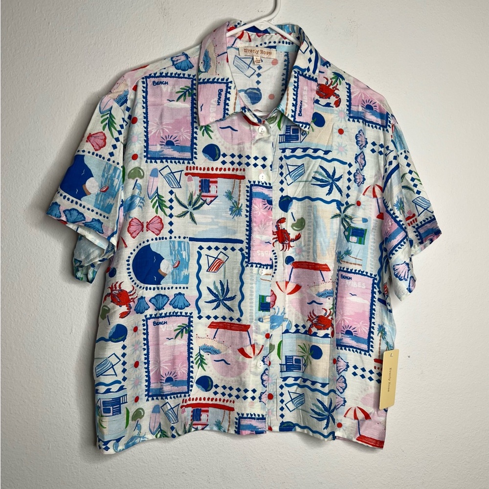 Everly Rose  Women Blouse  Beach Vibes Multicolor Size L
